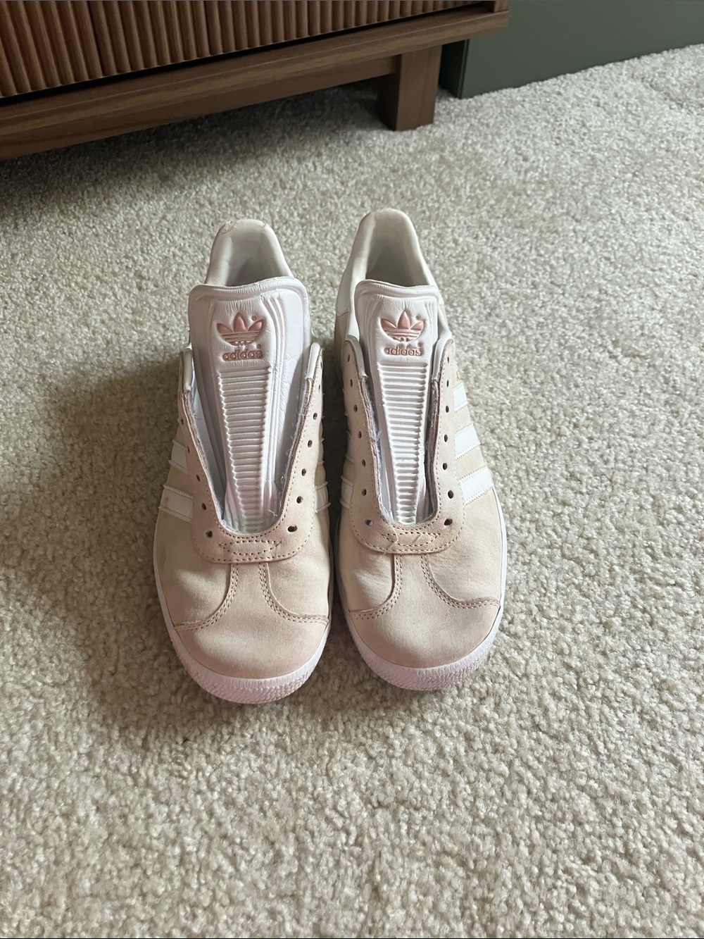 Adidas | Gazelle | Pink Suede Sneakers with White Stripes